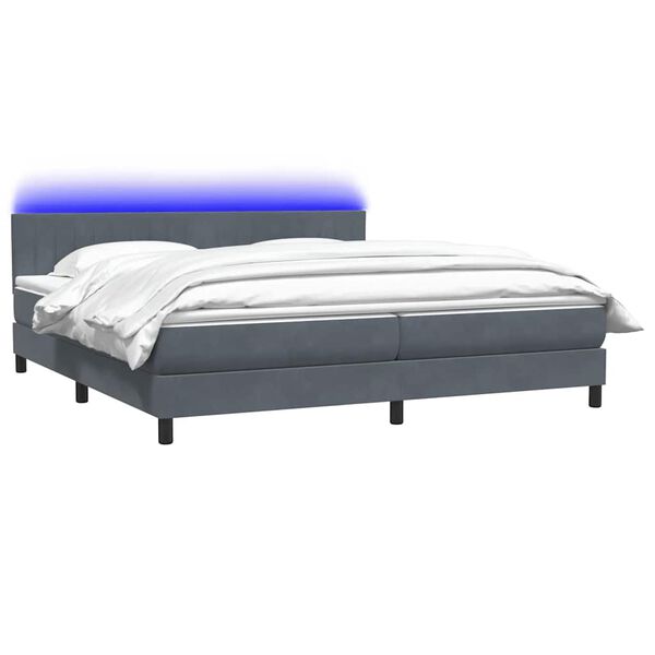 vidaXL Letto a Molle con Materasso e LED Grigio Scuro 200x210 cm Velluto