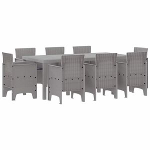 vidaXL Set da Pranzo per Giardino 9 pz Grigio Chiaro Polipropilene