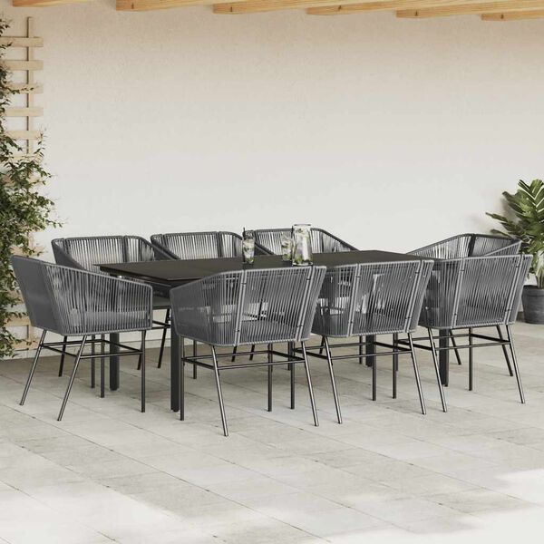 vidaXL Set da Pranzo da Giardino 9 pz con Cuscini Polyrattan Vetro
