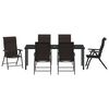 vidaXL Set da Pranzo per Giardino 7 pcs Nero caff&egrave; Poly Rattan