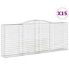 vidaXL Cesti Gabbioni ad Arco 15 pz 400x50x160/180 cm Ferro Zincato
