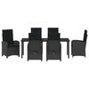 vidaXL Set da Pranzo per Giardino con cuscino 7 pcs Nero polyrattan