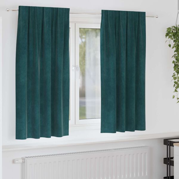 vidaXL Tende oscuranti 2 pcs Verde Scuro 140 x 175 cm Velluto