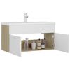 vidaXL Mobile Lavabo Integrato Bianco Rovere Sonoma Legno Multistrato
