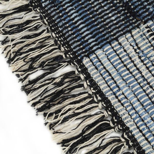 vidaXL Tappeto Chindi Tessuto a Mano in Denim 120x170 cm Blu