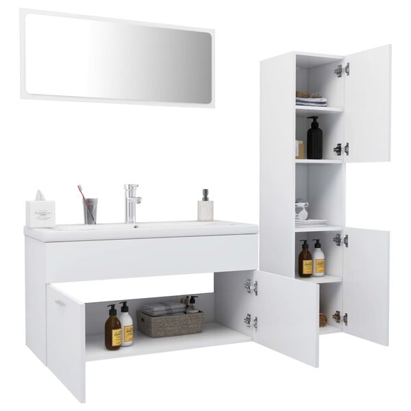 vidaXL Set Mobili da Bagno Bianco in Legno Multistrato