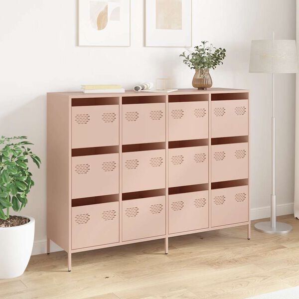 vidaXL Credenza Rosa 135x39x103,5 cm in Acciaio Laminato a Freddo
