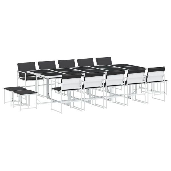 vidaXL Set da Pranzo da Giardino 15 pz con Cuscini Bianco in Textilene