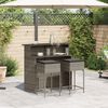 vidaXL Set Bar da Giardino 3pz con Cuscini Grigio in Polyrattan
