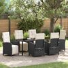 vidaXL Set da Pranzo per Giardino con cuscino 7 pcs Nero polyrattan