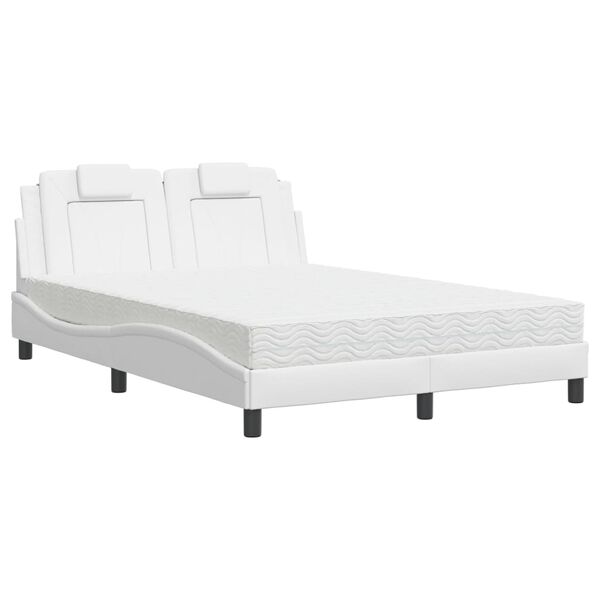 vidaXL Letto Viana con Materasso Bianco 140x190 cm in Similpelle
