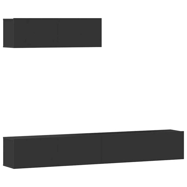 vidaXL Set Mobili Porta TV 3 pz Nero in Legno Multistrato
