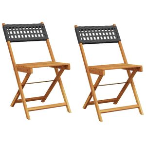 vidaXL Sedie Pieghevoli 2 pz Nere Legno Massello Acacia e Polyrattan