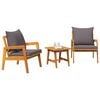 vidaXL Set bistrot con cuscino 3 pcs Marrone Legno di Acacia Massello