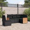 vidaXL Set Divani da Giardino 5 pz con Cuscini in Polyrattan Nero