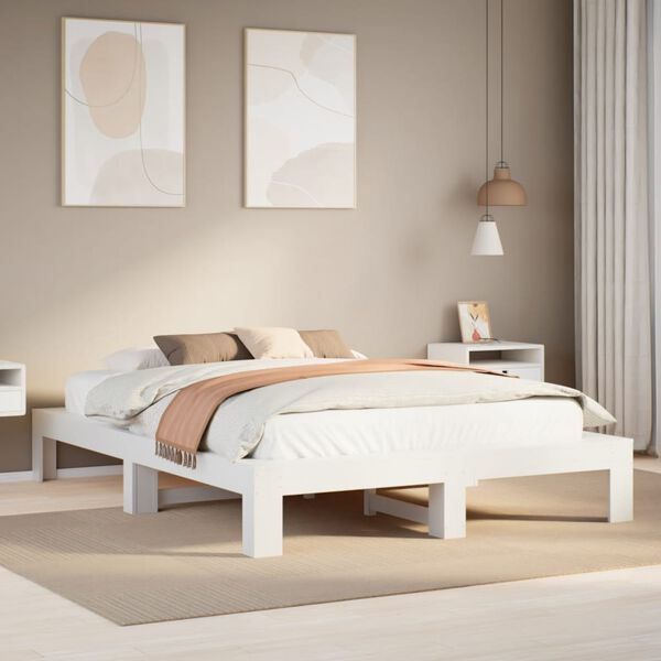 vidaXL Letto senza Materasso Bianco 160x200 cm Legno Massello di Pino
