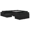 vidaXL Set Divani da Giardino 10 pz con Cuscini in Polyrattan Nero