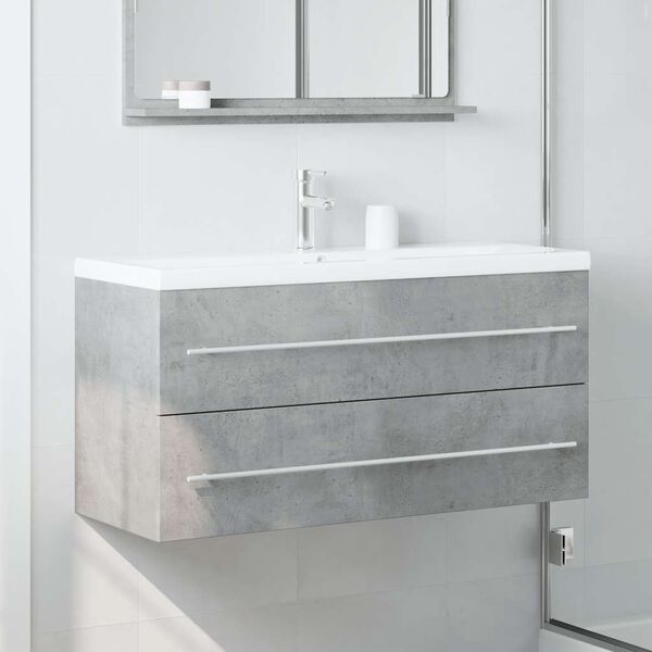 vidaXL Mobile Lavabo Grigio Cemento 100x38,5x48cm in Legno Multistrato