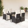 vidaXL Set da Pranzo da Giardino 5 pz Nero con Cuscini in Polyrattan