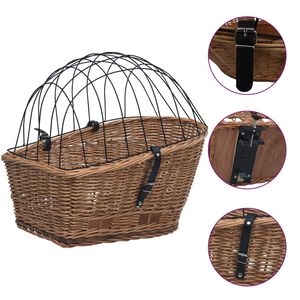 vidaXL Cestino Posteriore Bici e Copertura 55x31x36cm Salice Naturale