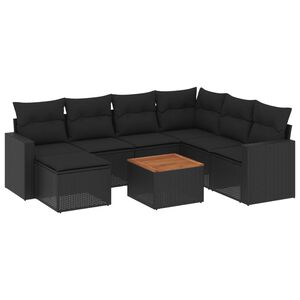 vidaXL Set Divani da Giardino con Cuscini 8 pz Nero in Polyrattan
