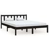 vidaXL Giroletto Nero in Legno Massello 135x190 cm Double