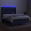vidaXL Letto a Molle con Materasso e LED Blu 140x200 cm in Tessuto