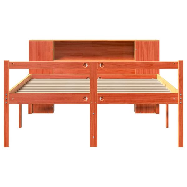 vidaXL Letto Libreria senza Materasso Marrone Cera 150x200 cm Legno