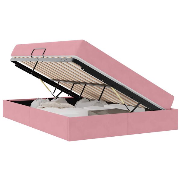 vidaXL Letto con contenitore e materasso Rosa 140 x 190 cm Velluto