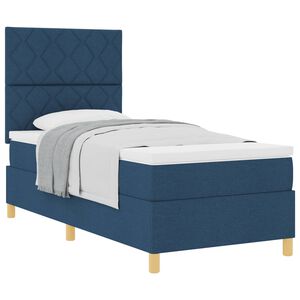 vidaXL Letto a molle con materasso Blu 90 x 200 cm Tessuto