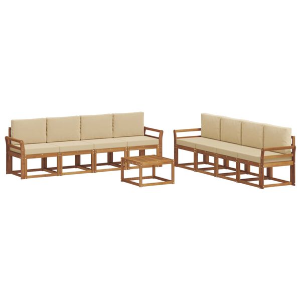vidaXL Set di divani da esterno con cuscino 9 pcs Naturale e Beige