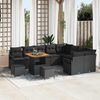 vidaXL Set Divano da Giardino con cuscino 12 pcs Nero Poly Rattan