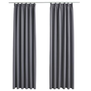 vidaXL Tende Oscuranti con Ganci 2 pz Grigie 140x175 cm