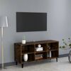 vidaXL Mobile TV con Gambe in Metallo Rovere Fumo 103,5x30x50 cm