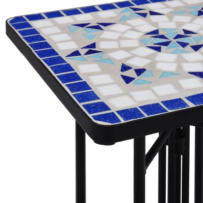 vidaXL Tavolino di Servizio con Mosaico Blu e Bianco in Ceramica
