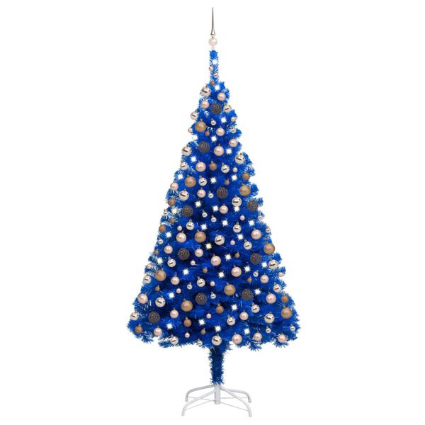 vidaXL Albero di Natale Preilluminato con Palline Blu 210 cm PVC
