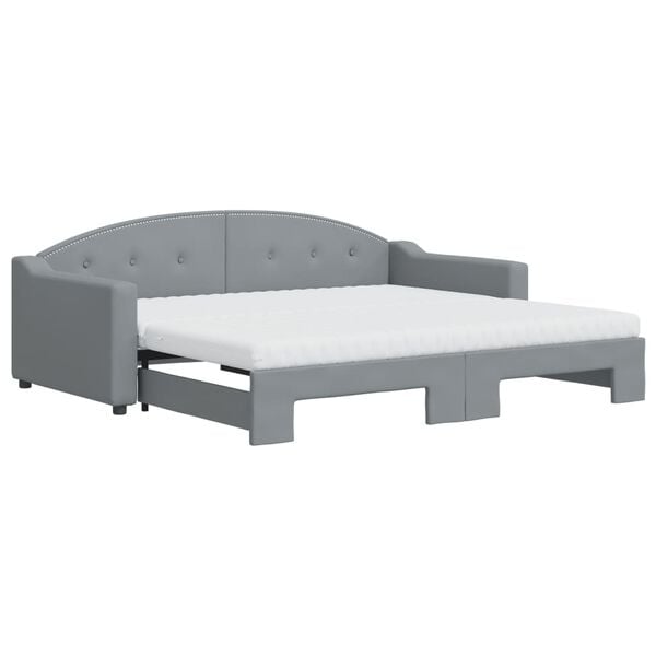 vidaXL Divano Letto Estraibile Materassi Grigio Chiaro 90x190 Tessuto
