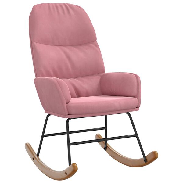 vidaXL Sedia a Dondolo Rosa in Velluto