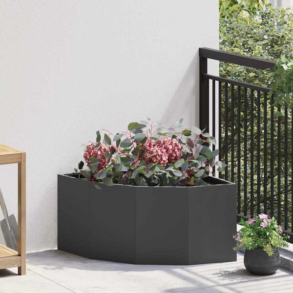vidaXL Vaso d'angolo Nero 60 x 60 x 35 cm Acciaio