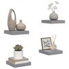 vidaXL Scaffali a Parete 4 pz Grigi 23x23,5x3,8 cm in MDF