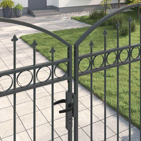 vidaXL Cancello del Recinto con blocco Grigio 300 x 175 cm Acciaio