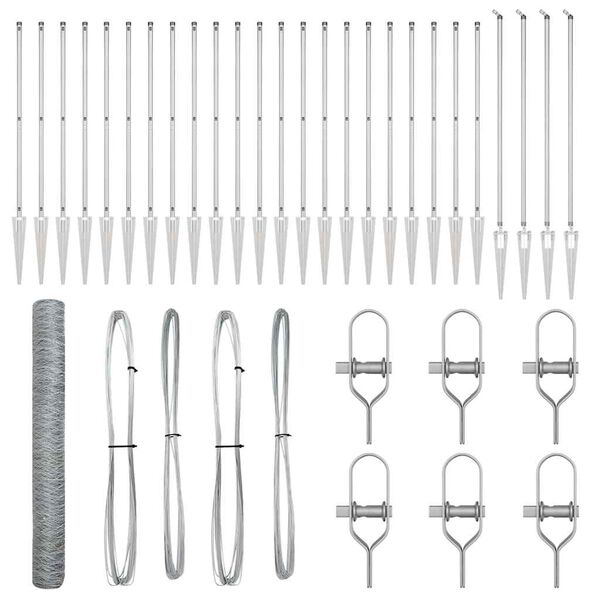 vidaXL Palo della recinzione Argento 50 x 1,4 m (rete 36 mm) Acciaio