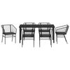 vidaXL Set da Pranzo per Giardino 7 pcs Nero polyrattan