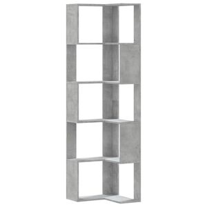 vidaXL Libreria Angolare 5Ripiani Grigio Cemento 50x50x179 cm Legno
