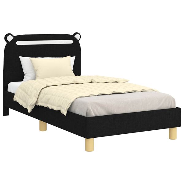 vidaXL Struttura letto bambini con testata Nero 80 x 160 cm Tessuto