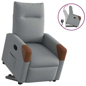 vidaXL Poltrona Alzapersona Reclinabile Grigio Chiaro in Tessuto