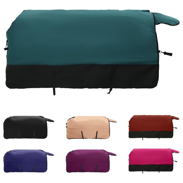 vidaXL Coperta per Cavalli Verde Scuro e Nero 155 cm Poliestere