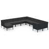 vidaXL Set Divani da Giardino 11 pz con Cuscini in Polyrattan Nero