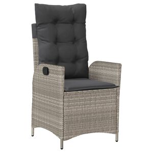 vidaXL Sedia Reclinabile Giardino con Cuscini Grigio Chiaro Polyrattan