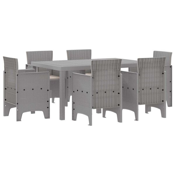 vidaXL Set da Pranzo per Giardino 7 pcs Grigio chiaro Rattan Polt